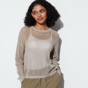 Like new Uniqlio Japan Grey Open Mesh Knit Sweater